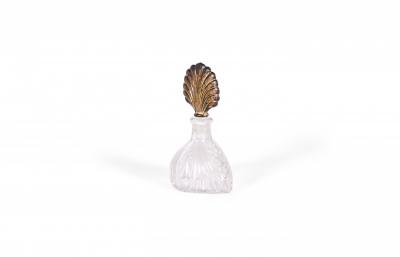 French Art Deco Molded Glass and Silver Perfume Bottle
