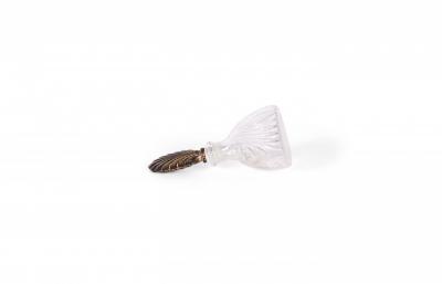 French Art Deco Molded Glass and Silver Perfume Bottle