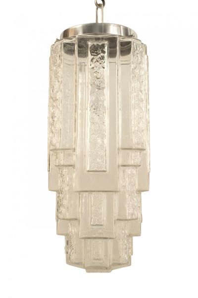 French Art Deco Molded Tiered Glass Lantern