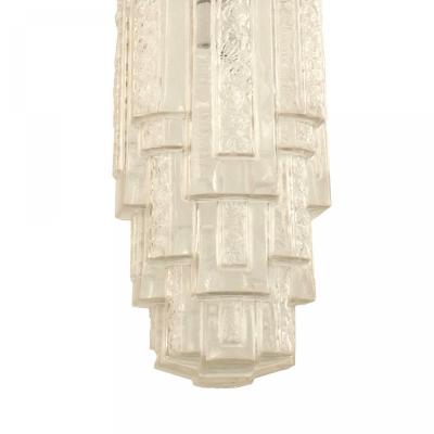 French Art Deco Molded Tiered Glass Lantern