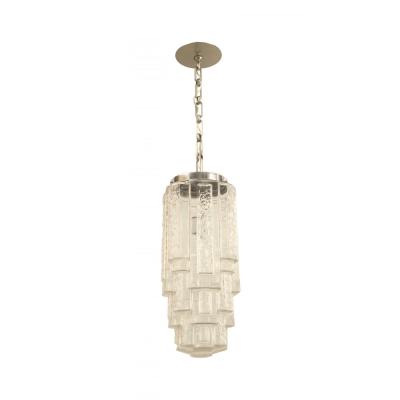 French Art Deco Molded Tiered Glass Lantern