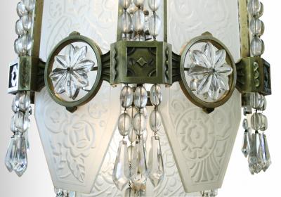 French Art Deco Monumental Bronze 8 Sided Lanterns