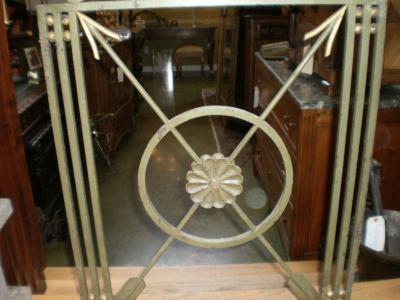 French Art Deco Neoclassical Style Wrought Iron Fireplace Screen with Arrows
