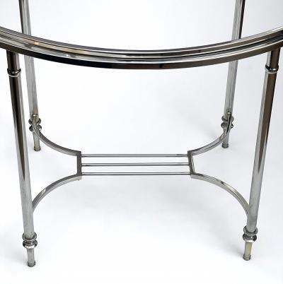 French Art Deco Nickel plated Oval Side Table in the Style of Maison Jansen