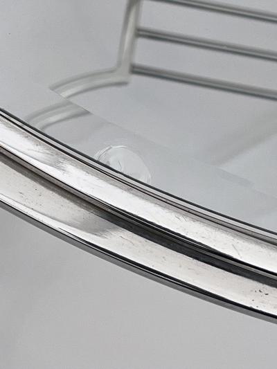 French Art Deco Nickel plated Oval Side Table in the Style of Maison Jansen