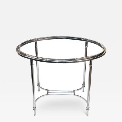 French Art Deco Nickel plated Oval Side Table in the Style of Maison Jansen