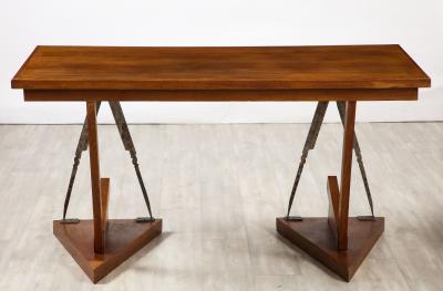 French Art Deco Oak and Steel Writing Table Desk France circa 1930