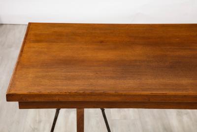 French Art Deco Oak and Steel Writing Table Desk France circa 1930