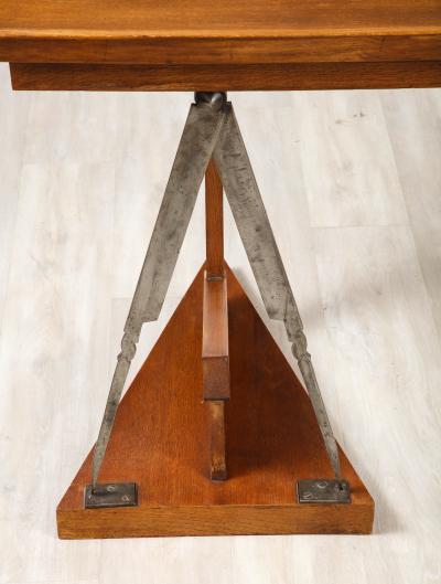 French Art Deco Oak and Steel Writing Table Desk France circa 1930