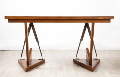 French Art Deco Oak and Steel Writing Table Desk France circa 1930