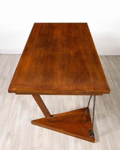 French Art Deco Oak and Steel Writing Table Desk France circa 1930