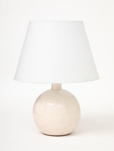French Art Deco Off White Crackle Lamp France c 1930