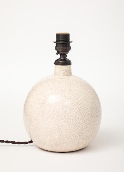 French Art Deco Off White Crackle Lamp France c 1930