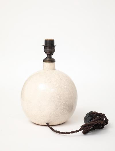 French Art Deco Off White Crackle Lamp France c 1930