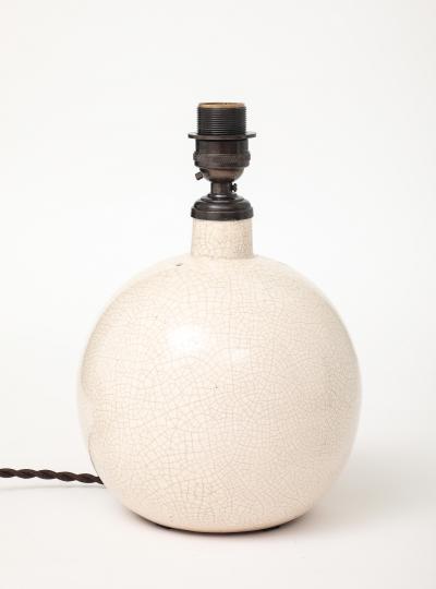 French Art Deco Off White Crackle Lamp France c 1930