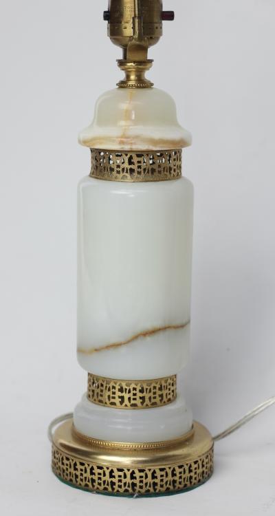 French Art Deco Onyx and Ormolu Table Lamp 1930 France