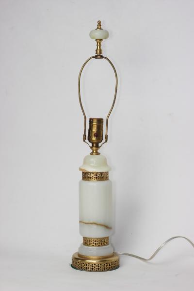 French Art Deco Onyx and Ormolu Table Lamp 1930 France