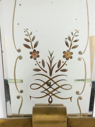 French Art Deco Ormolu and Etched Mirror Wall Sconces