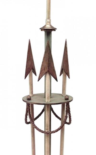 French Art Deco Painted Iron Arrow Floor Lamp