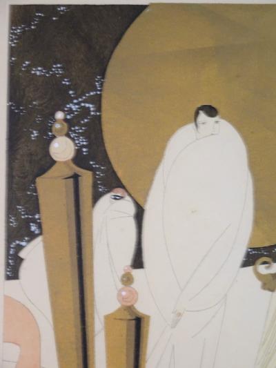 French Art Deco Period Hand Pulled Pochoir Print of an Evening in Venice 1920s