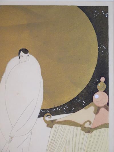 French Art Deco Period Hand Pulled Pochoir Print of an Evening in Venice 1920s