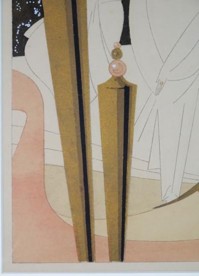 French Art Deco Period Hand Pulled Pochoir Print of an Evening in Venice 1920s