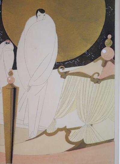 French Art Deco Period Hand Pulled Pochoir Print of an Evening in Venice 1920s