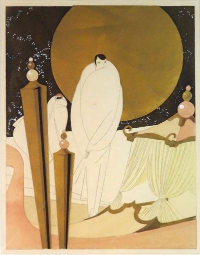 French Art Deco Period Hand Pulled Pochoir Print of an Evening in Venice 1920s
