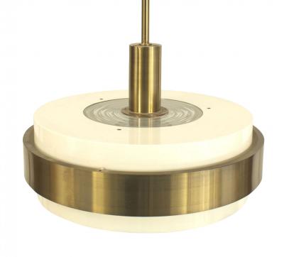 French Art Deco Perzel Beige Metal and Brass Lantern