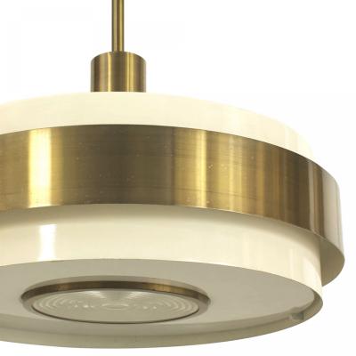 French Art Deco Perzel Beige Metal and Brass Lantern