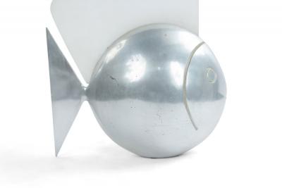 French Art Deco Pewter and Glass Fish Lamp