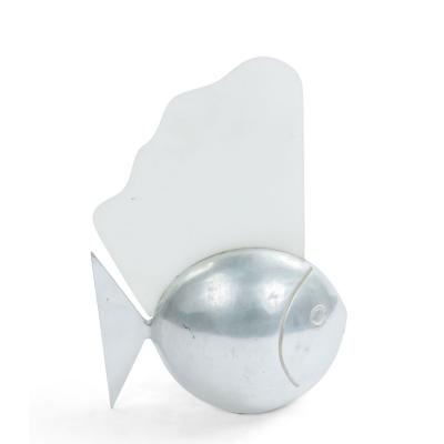 French Art Deco Pewter and Glass Fish Lamp