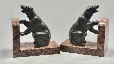 French Art Deco Polar Bear Bookends
