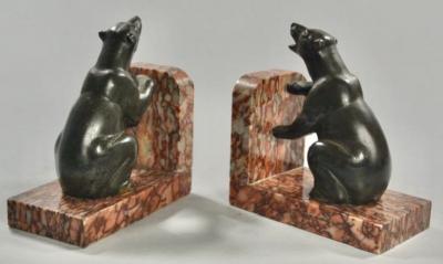 French Art Deco Polar Bear Bookends
