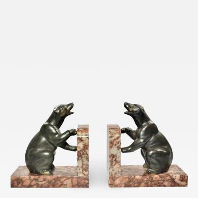 French Art Deco Polar Bear Bookends