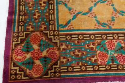 French Art Deco Purple Beige and Green Wool Rug by Jules Coudyser