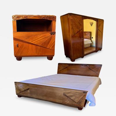 French Art Deco Queen Size Bedroom Suite c 1930s