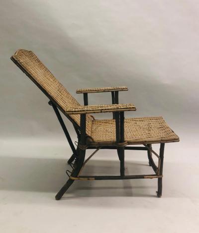 French Art Deco Rattan Lounge Chair Recliner Chaise Longue 1920