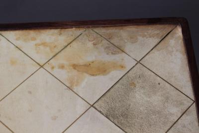 French Art Deco Rosewood Coffee Table with a Parchment Top and Bronze Details