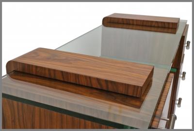 French Art Deco Rosewood and Glass Desk