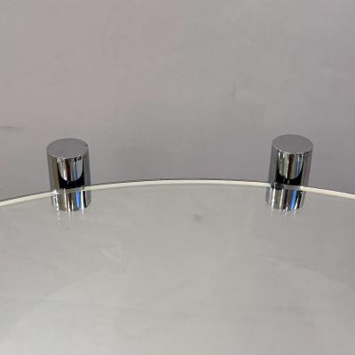 French Art Deco Round Chrome Black Side Table 1930