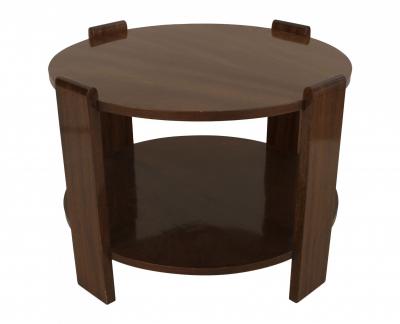 French Art Deco Round Mahogany Coffee Table