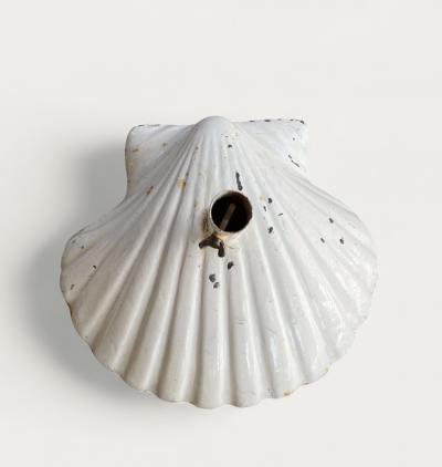 French Art Deco Scallop Shell Shape Wrought Iron Garden Patio Umbrella Stands