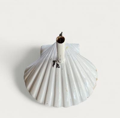 French Art Deco Scallop Shell Shape Wrought Iron Garden Patio Umbrella Stands