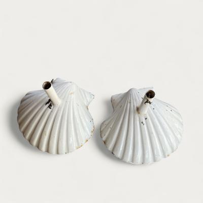 French Art Deco Scallop Shell Shape Wrought Iron Garden Patio Umbrella Stands