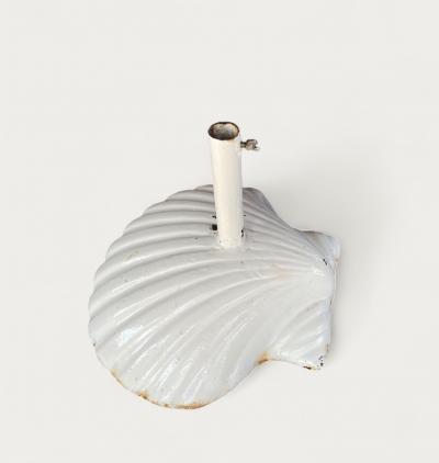 French Art Deco Scallop Shell Shape Wrought Iron Garden Patio Umbrella Stands