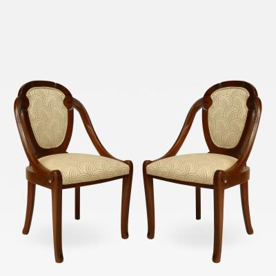French Art Deco Scroll Back Side Chairs