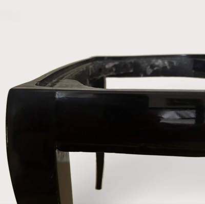 French Art Deco Set of Eight Black Lacquered Dining Chairs 1920s