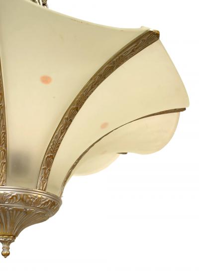 French Art Deco Silver Painted Metal Chandeliers