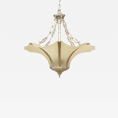 French Art Deco Silver Painted Metal Chandeliers